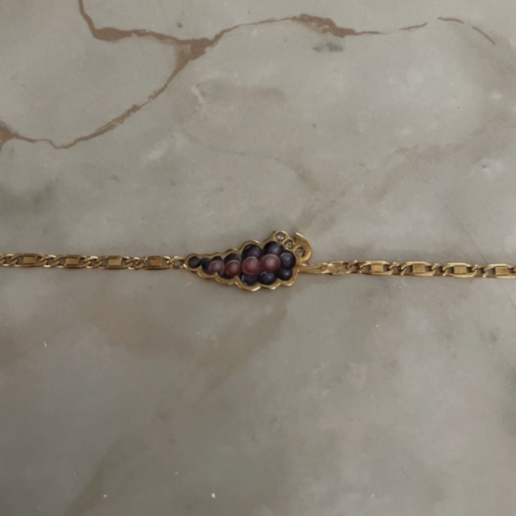 18 K Gold Fruit Bracelet Impa Italy Vintage Watermelon, Grapes, And Apple 3.72 G - Picture 4 of 9